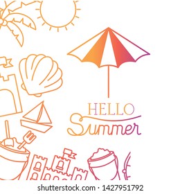 hello summer label with colorful image