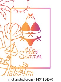 hello summer label with colorful image