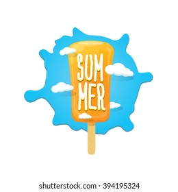 hello summer label with ice cream