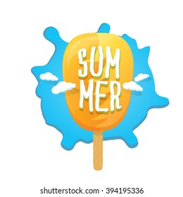 hello summer label with ice cream