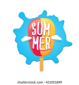 hello summer label with ice cream