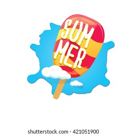 hello summer label with ice cream