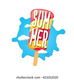 hello summer label with ice cream