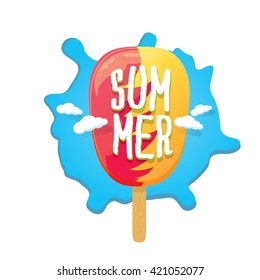 hello summer label with ice cream