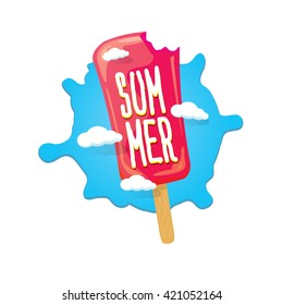 hello summer label with ice cream