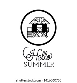 hello summer label with white background