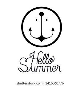 hello summer label with white background