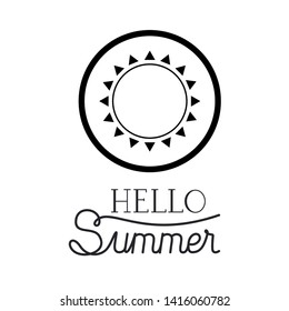 hello summer label with white background