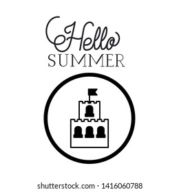 hello summer label with white background