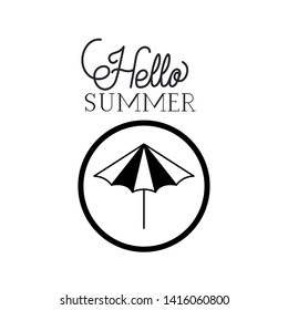 hello summer label with white background