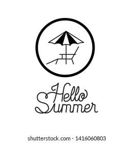 hello summer label with white background