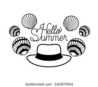 hello summer label with white background