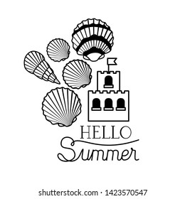 hello summer label with white background