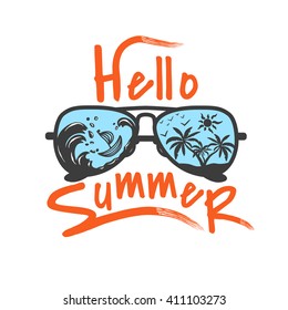 Hello summer label for your design.