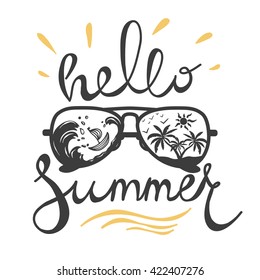 Hello summer label for your design.