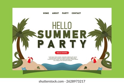 Hello summer landing page template design