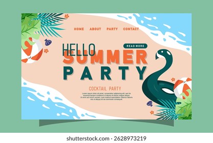 Hello summer landing page template design