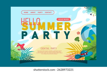 Hello summer landing page template design