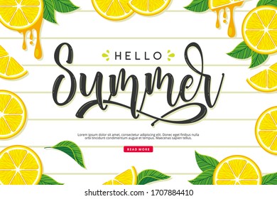 hello summer lemon background stock vector