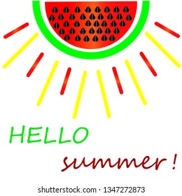 hello summer letteing with watermelon.vector illustration for poster,wallpaper,t-shirt print and other uses