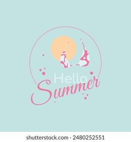 Hello summer letter banner template background with bra. Vector illustraton