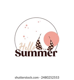 Hello summer letter banner template background with bra. Vector illustraton