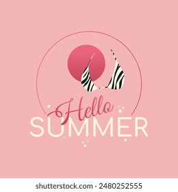 Hello summer letter banner template background with bra. Vector illustraton