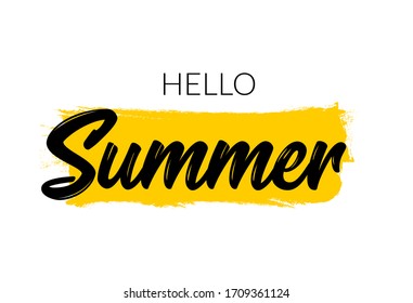 Hello summer letter logo template. Vector summer welcome typographic illustration