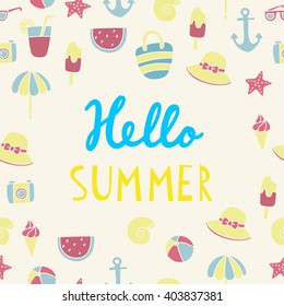 Hello summer lettering