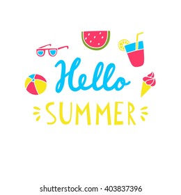 Hello summer lettering