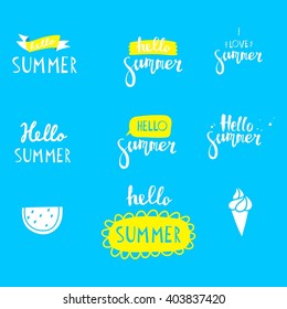 Hello summer lettering
