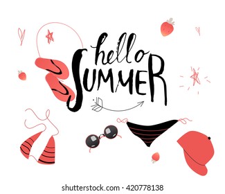 Hello summer lettering