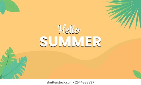 Hello Summer lettering  abstract background vector 