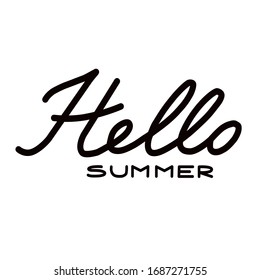 Hello summer. Lettering. Black-white set minimalistic set. Simple vector illustration on a white background.