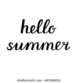 Hello summer lettering. Brush hand lettering. Great for beach tote bags, swimwear, holiday clothes, posters, and more.