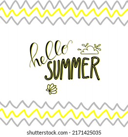 Hello summer, lettering, calligraphy, recreation, sea, fruit