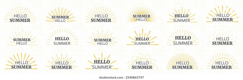 Hola colección de texto de caligrafía de letras de verano. Ilustración vectorial