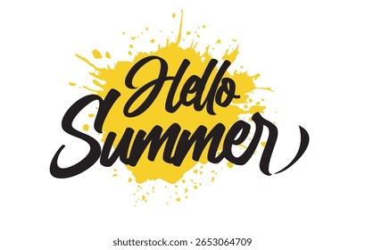 Hallo Sommer Schriftdesign mit Splash für Einladung
Grußkarte, Drucke und Poster