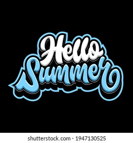 Hello Summer Lettering Design, Hello Summer Typography, Hello Summer Logo For Tshirt