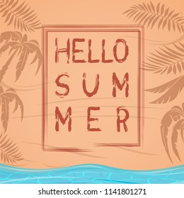 Hello summer. Summer lettering design. Vector illustration