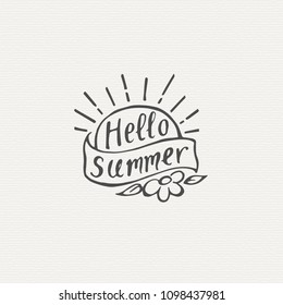 "Hello Summer" Lettering. Hand Written Unique Typography. Vector Illustration for Your Design.
