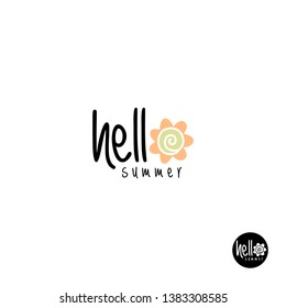 hello summer lettering, handwritten and calligraphy vector illustration