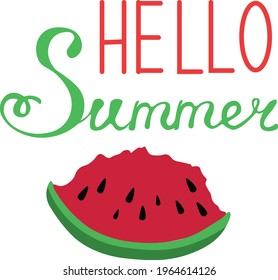 HELLO SUMMER lettering handwritten . vector illustration, seasonal lettering, blank for postcards , flyers, printed products