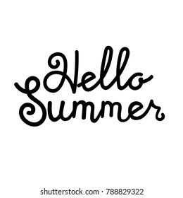 Hello summer lettering isolated on white hand written vector type. Calligraphy