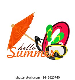 Hello summer lettering logo decor