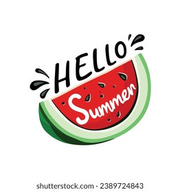 Hola letras de verano en sandía, ilustración vectorial eps10