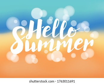 Hello summer lettering  over summer background