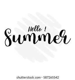hello summer lettering overlay set. Calligraphy photo graphic design element. Sweet cute inspiration typography. 