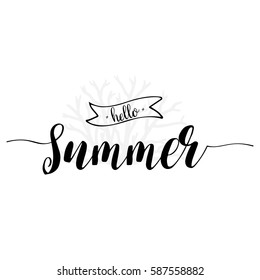 hello summer lettering overlay set. Calligraphy photo graphic design element. Sweet cute inspiration typography. 