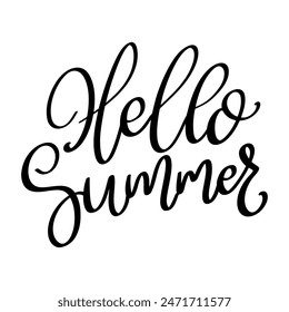Hola verano. Letra frase aislada sobre fondo blanco. Ilustración vectorial